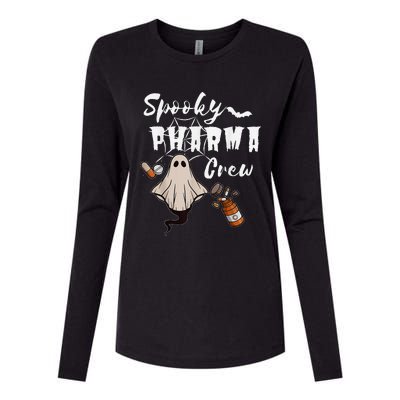 Spooky Pharma Crew Ghost Halloween Pharmacist Pharmacology Womens Cotton Relaxed Long Sleeve T-Shirt