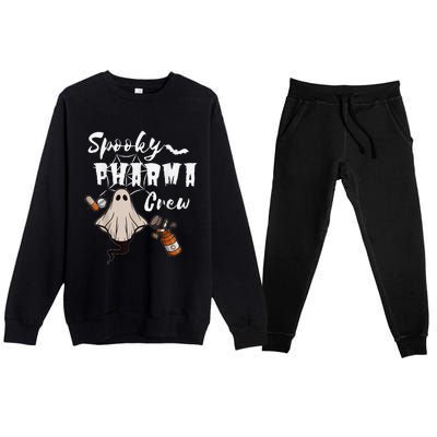 Spooky Pharma Crew Ghost Halloween Pharmacist Pharmacology Premium Crewneck Sweatsuit Set