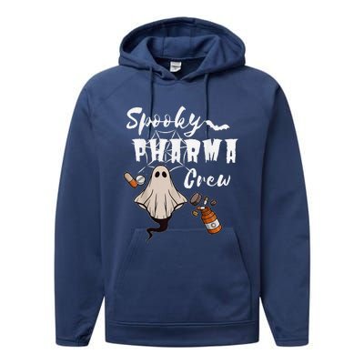 Spooky Pharma Crew Ghost Halloween Pharmacist Pharmacology Performance Fleece Hoodie