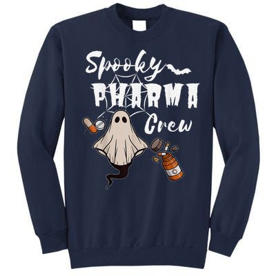 Spooky Pharma Crew Ghost Halloween Pharmacist Pharmacology Tall Sweatshirt