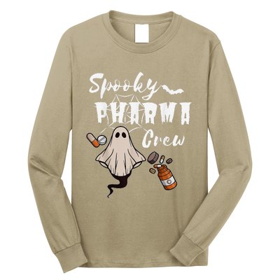 Spooky Pharma Crew Ghost Halloween Pharmacist Pharmacology Long Sleeve Shirt