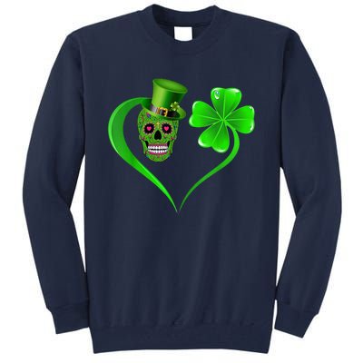 St Patricks Clover Skull Heart Funny St Patricks Day Tall Sweatshirt