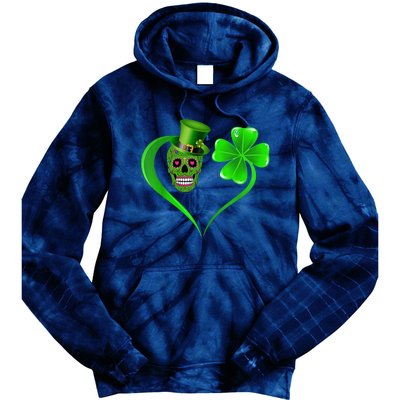 St Patricks Clover Skull Heart Funny St Patricks Day Tie Dye Hoodie