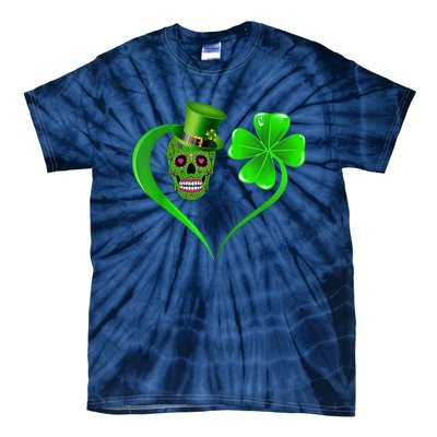 St Patricks Clover Skull Heart Funny St Patricks Day Tie-Dye T-Shirt