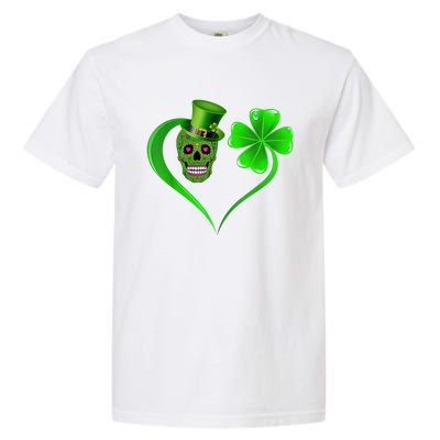 St Patricks Clover Skull Heart Funny St Patricks Day Garment-Dyed Heavyweight T-Shirt