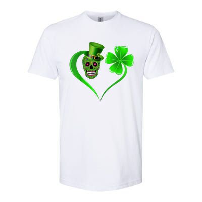 St Patricks Clover Skull Heart Funny St Patricks Day Softstyle CVC T-Shirt