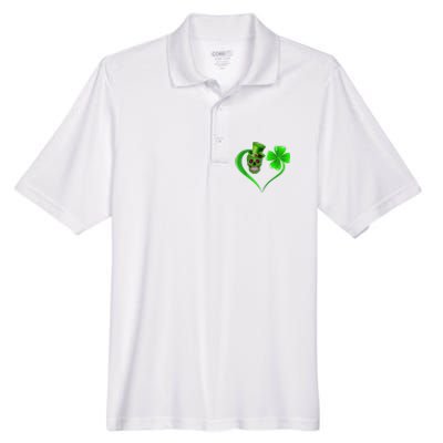 St Patricks Clover Skull Heart Funny St Patricks Day Men's Origin Performance Pique Polo