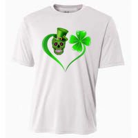 St Patricks Clover Skull Heart Funny St Patricks Day Cooling Performance Crew T-Shirt