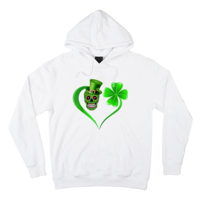 St Patricks Clover Skull Heart Funny St Patricks Day Hoodie