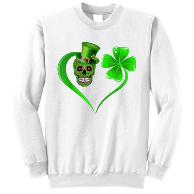 St Patricks Clover Skull Heart Funny St Patricks Day Sweatshirt