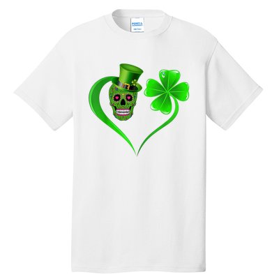 St Patricks Clover Skull Heart Funny St Patricks Day Tall T-Shirt