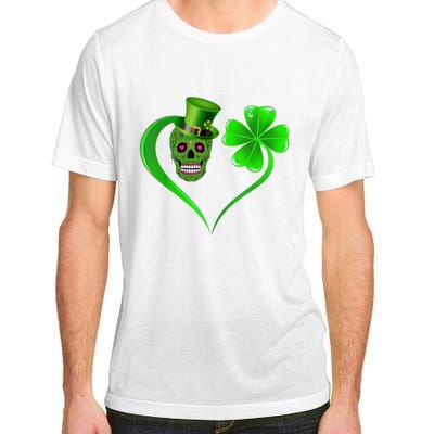 St Patricks Clover Skull Heart Funny St Patricks Day Adult ChromaSoft Performance T-Shirt