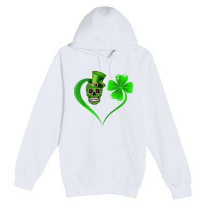 St Patricks Clover Skull Heart Funny St Patricks Day Premium Pullover Hoodie