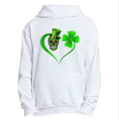 St Patricks Clover Skull Heart Funny St Patricks Day Urban Pullover Hoodie