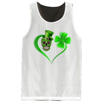 St Patricks Clover Skull Heart Funny St Patricks Day Mesh Reversible Basketball Jersey Tank