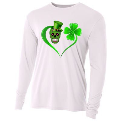 St Patricks Clover Skull Heart Funny St Patricks Day Cooling Performance Long Sleeve Crew