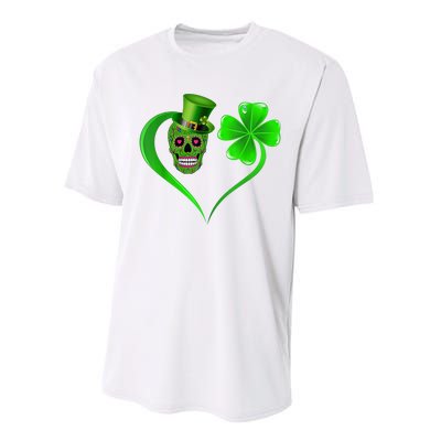 St Patricks Clover Skull Heart Funny St Patricks Day Performance Sprint T-Shirt