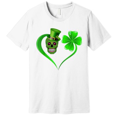 St Patricks Clover Skull Heart Funny St Patricks Day Premium T-Shirt