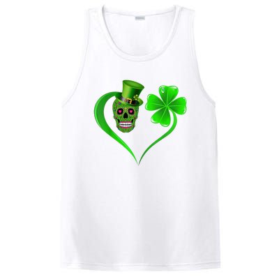 St Patricks Clover Skull Heart Funny St Patricks Day PosiCharge Competitor Tank