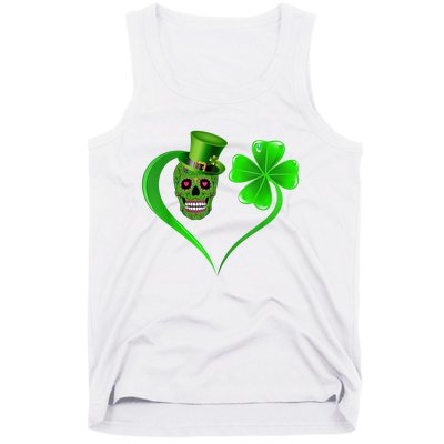 St Patricks Clover Skull Heart Funny St Patricks Day Tank Top