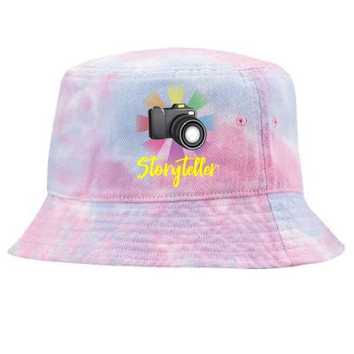 Storyteller Photographer Camera Photographing Funny Gift Tie-Dyed Bucket Hat