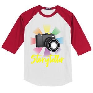 Storyteller Photographer Camera Photographing Funny Gift Kids Colorblock Raglan Jersey