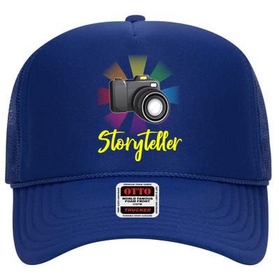 Storyteller Photographer Camera Photographing Funny Gift High Crown Mesh Back Trucker Hat