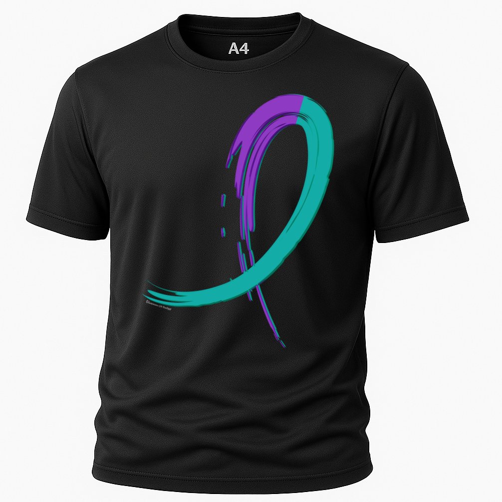 Suicide Prevention Cool Gift Purple And Teal Graffiti Ribbon Performance Shirt