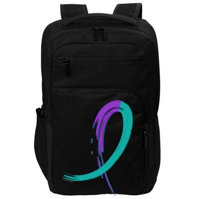 Suicide Prevention Cool Gift Purple And Teal Graffiti Ribbon Impact Tech Backpack