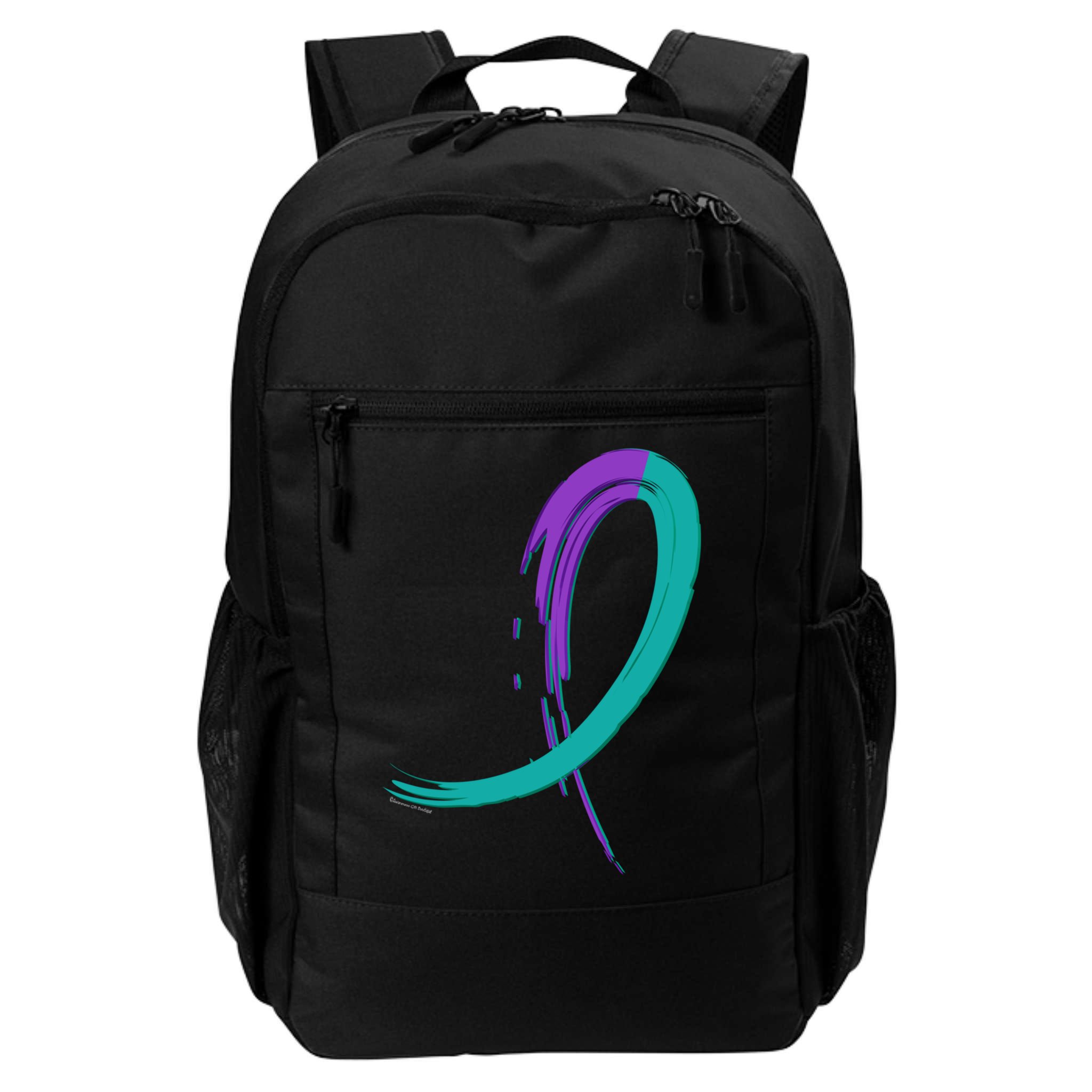 Suicide Prevention Cool Gift Purple And Teal Graffiti Ribbon Backpack