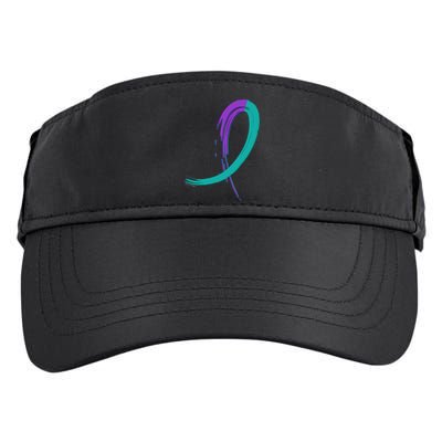 Suicide Prevention Cool Gift Purple And Teal Graffiti Ribbon Adult Drive Performance Visor