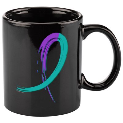 Suicide Prevention Cool Gift Purple And Teal Graffiti Ribbon 11oz C Handle Ceramic Mug