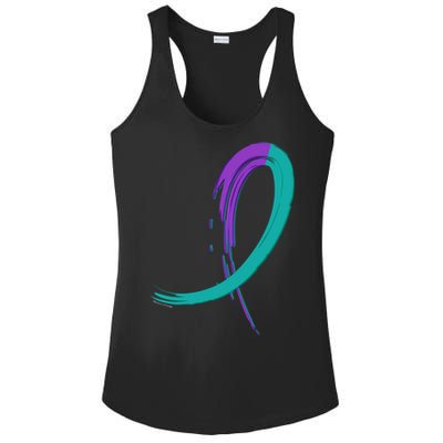 Suicide Prevention Cool Gift Purple And Teal Graffiti Ribbon Ladies PosiCharge Competitor Racerback Tank