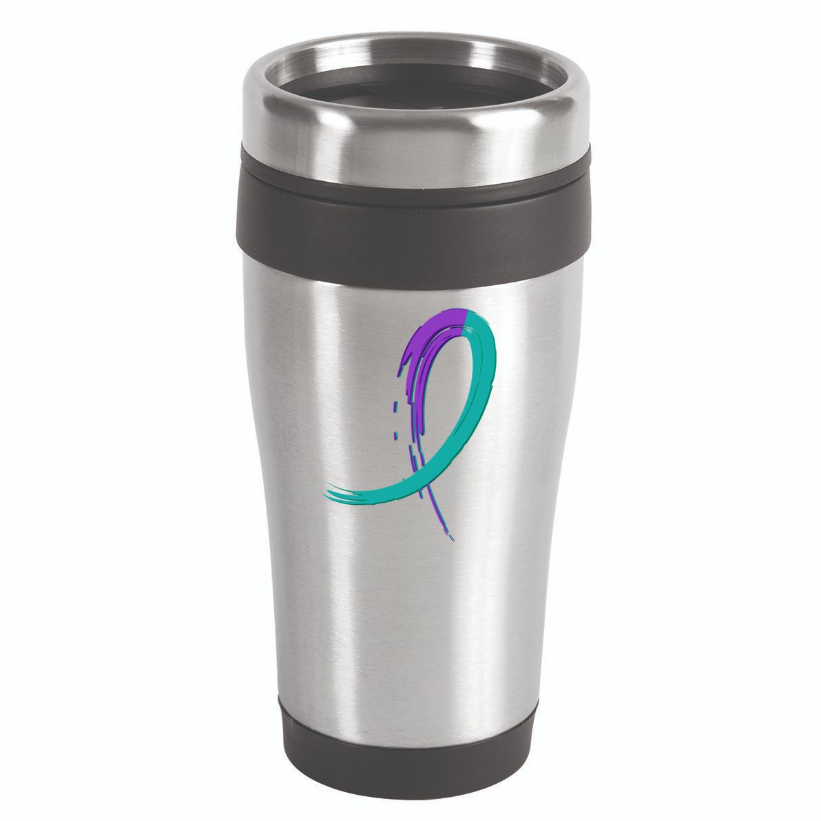 Suicide Prevention Cool Gift Purple And Teal Graffiti Ribbon 16oz Travel Tumbler