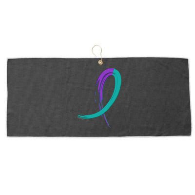 Suicide Prevention Cool Gift Purple And Teal Graffiti Ribbon Large Microfiber Waffle Golf Towel