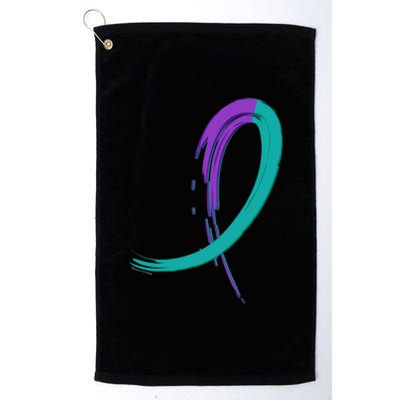 Suicide Prevention Cool Gift Purple And Teal Graffiti Ribbon Platinum Collection Golf Towel