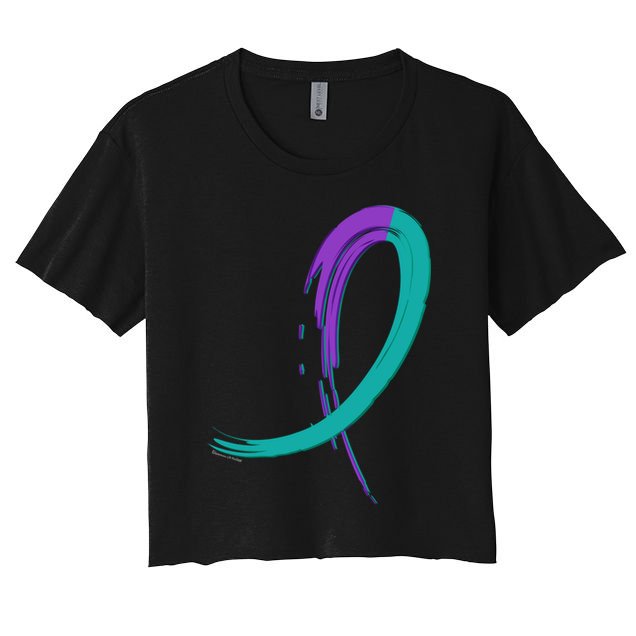 Suicide Prevention Cool Gift Purple And Teal Graffiti Ribbon Crop Top