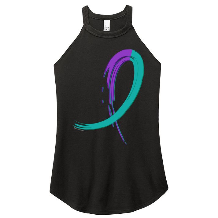 Suicide Prevention Cool Gift Purple And Teal Graffiti Ribbon Women's Perfect Tri Rocker Tank