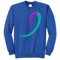 Suicide Prevention Cool Gift Purple And Teal Graffiti Ribbon Sweatshirt