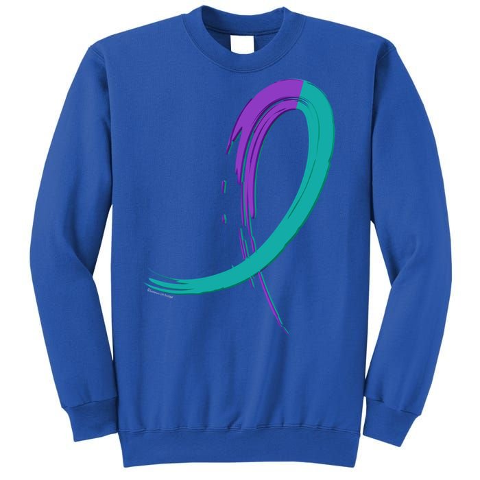 Suicide Prevention Cool Gift Purple And Teal Graffiti Ribbon Sweatshirt