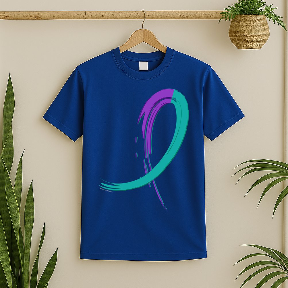 Suicide Prevention Cool Gift Purple And Teal Graffiti Ribbon T-Shirt