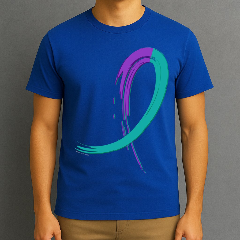 Suicide Prevention Cool Gift Purple And Teal Graffiti Ribbon T-Shirt