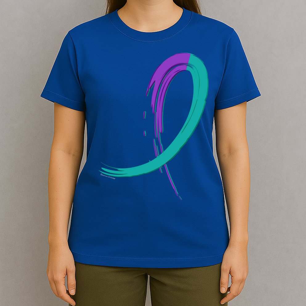 Suicide Prevention Cool Gift Purple And Teal Graffiti Ribbon T-Shirt