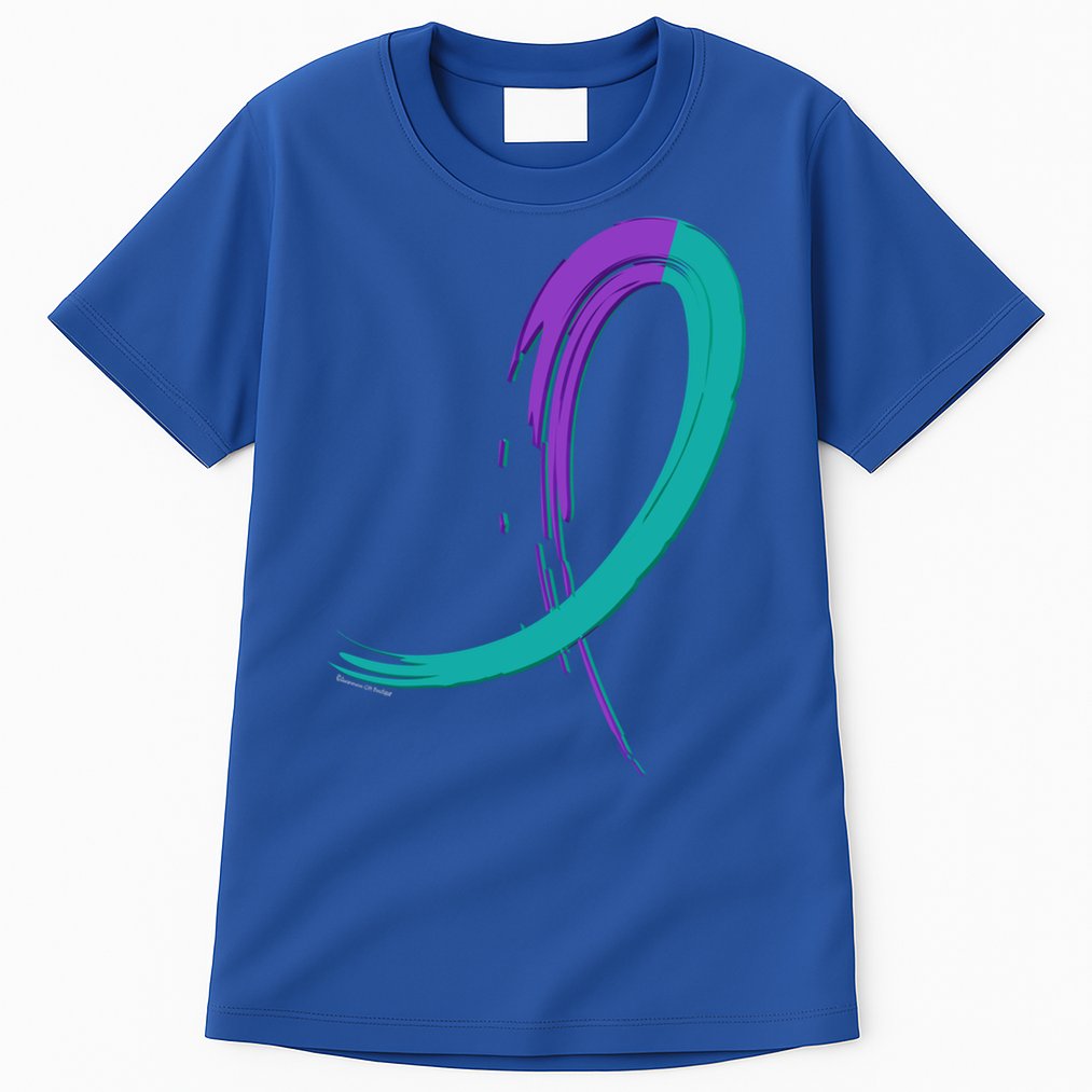 Suicide Prevention Cool Gift Purple And Teal Graffiti Ribbon Tall T-Shirt