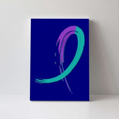 Suicide Prevention Cool Gift Purple And Teal Graffiti Ribbon Canvas