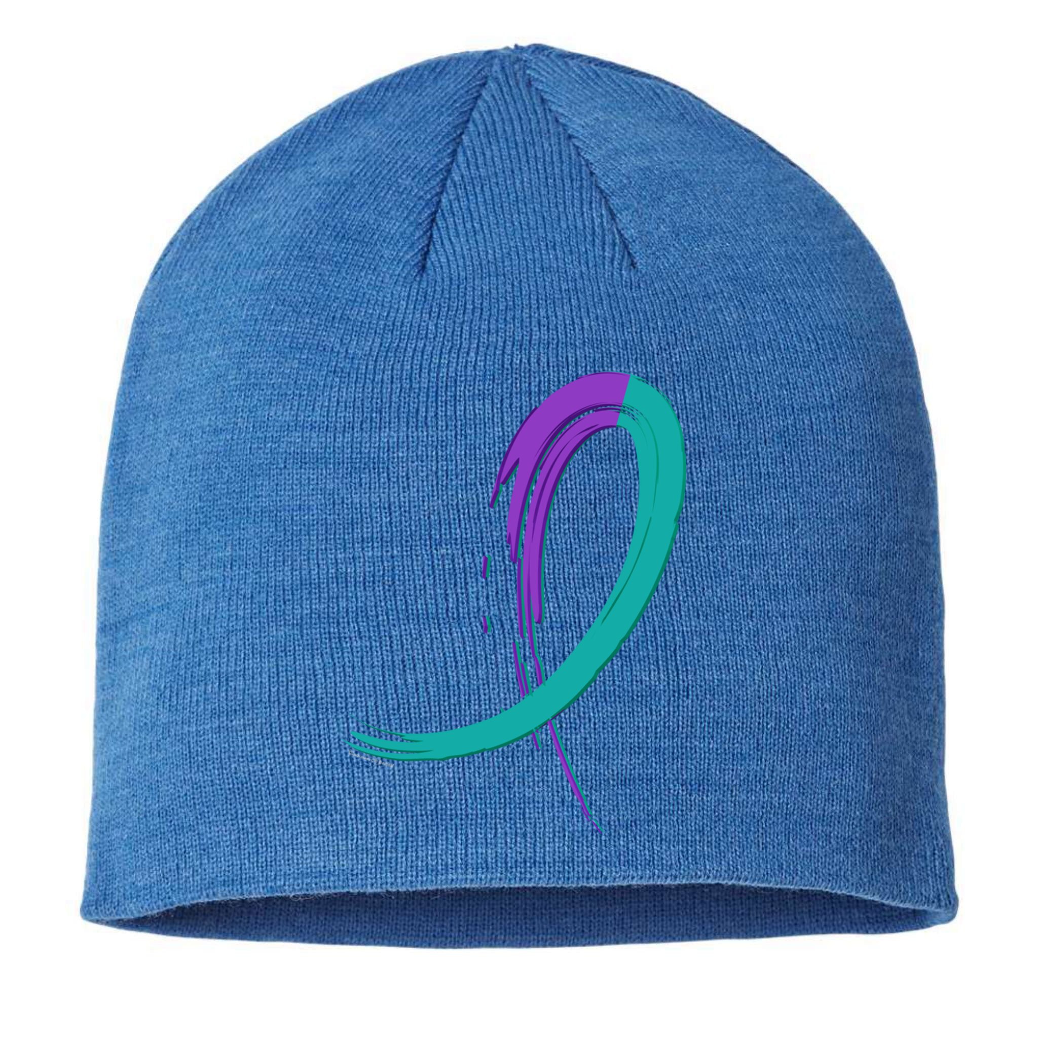 Suicide Prevention Cool Gift Purple And Teal Graffiti Ribbon Sustainable Beanie