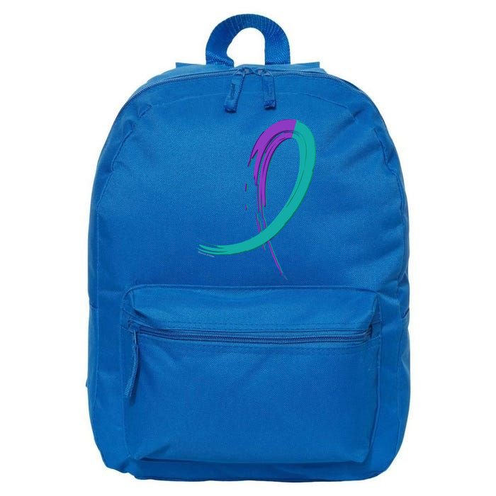 Suicide Prevention Cool Gift Purple And Teal Graffiti Ribbon 16 in Basic Backpack