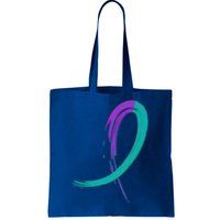 Suicide Prevention Cool Gift Purple And Teal Graffiti Ribbon Tote Bag