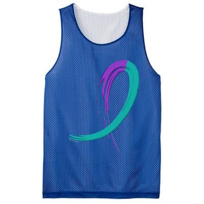 Suicide Prevention Cool Gift Purple And Teal Graffiti Ribbon Mesh Reversible Basketball Jersey Tank