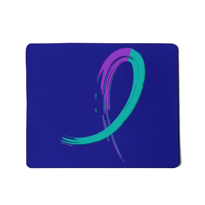 Suicide Prevention Cool Gift Purple And Teal Graffiti Ribbon Mousepad